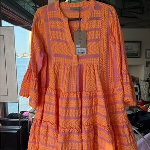 Devotion TWINS Ella Dress- Vibrant Orange and Pink